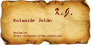 Koleszár Jolán névjegykártya