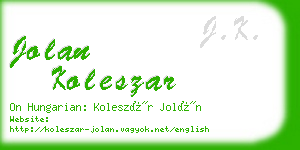 jolan koleszar business card